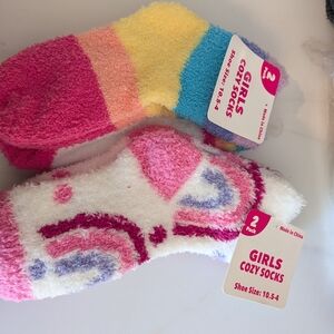 Vibrant Girls' Cozy Socks - Pink, Yellow, Blue